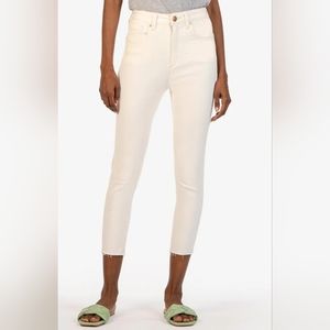 Kut From The Kloth Connie Fab Ab Raw Hem High Waist Crop Skinny Jeans Ecru White
